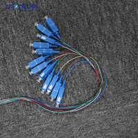Personnalisation de pigtail en fibre optique SM SC UPC/APC, 12 fibres, 0,9 mm, 1,5 m, codé G652D, PVC, câblage de réseau de télécommunications FTTH