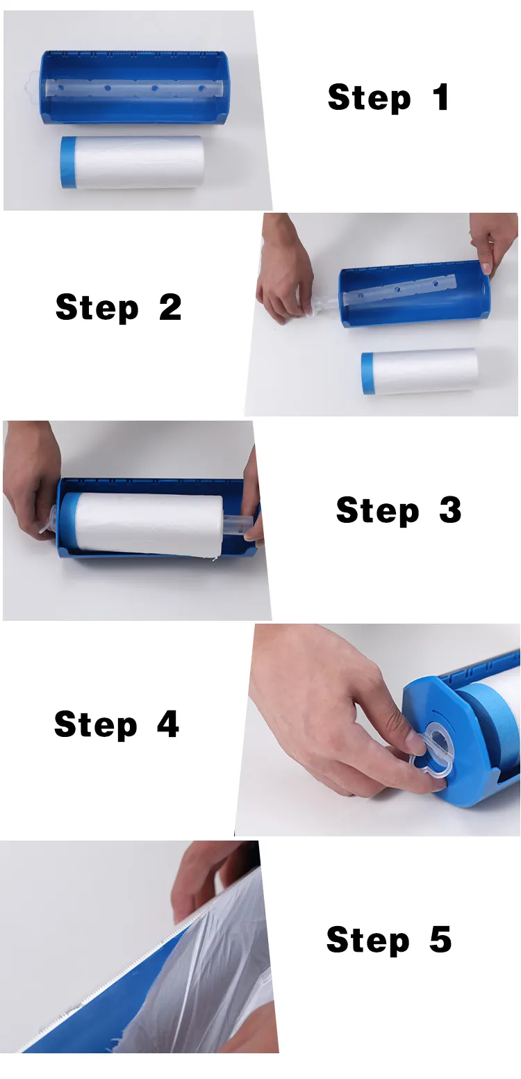 nationalsupplyco Masking Film Cutting Tool Dispenser with 2 Tape Masking Film Roll 100 x 80mm