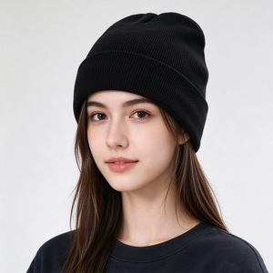 Gorro de Punto Acrílico Unisex con Forro de Satén, Gorro Cálido y Holgado para Adultos con Bordado, Protección para el Cabello, Color Sólido, para Ciclismo y Uso Diario - Product Image 6