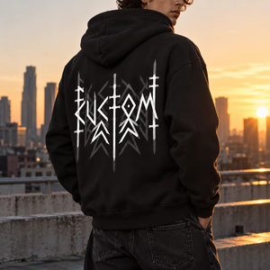 Sudadera con Capucha Negra Extra Grande para Hombre, con Estampado de Letras Reflectantes, Bolsillo Delantero, Estilo Casual Urbano - Product Image 2