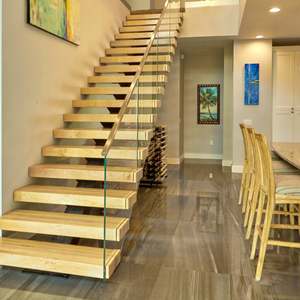 Escalier central en métal de conception moderne avec garde-corps en <span class=keywords><strong>verre</strong></span>, escalier <span class=keywords><strong>à</strong></span> poutre unique personnalisé - Product Image 2