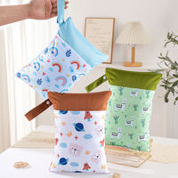 Tas Popok Reusable Polyester 25*35CM, Desain Cetak Fashion, Tahan Air, Anti Bocor, Dua Kantong, Dua Resleting, Model Tas Jinjing