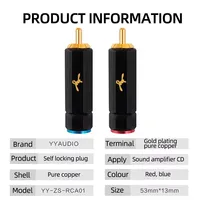 Connecteur RCA mâle YYAUDIO YTD4649B, prise jack Hifi en cuivre plaqué or, câble de signal pour haut-parleur, ligne de signal DIY sans soudure, fixation par vis