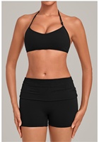 Soutien-gorge de sport Dingtai à bretelles croisées et dos découpé pour femme, avec coussinets amovibles, sans armatures, maintien léger, couleur unie, pour la danse