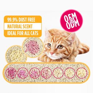 ทรายแมวเต้าหู้แบบจับตัวเป็นก้อน เปลี่ยนสีได้ ป้องกันฝุ่น ผลิตตามสั่ง OEM ODM - Product Image 1