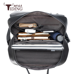 Chao Niu Tiding Men's Top-Grain Cowhide <b>Backpack</b> <b>Black</b> 16-Inch Laptop Business Travel <b>Backpack</b> - Product Image 4