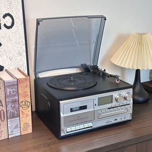 Tocadiscos Portátil Retro Multifunción con Radio FM AM para Uso en Casa y Auto, Ranura para Tarjeta USB/SD, Material de Madera - Product Image 3