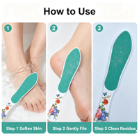 Râpe à pieds double face à long manche avec poignée en céramique, motif floral, portable, durable, outil professionnel pour éliminer les callosités, outil de pédicure