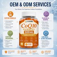 Gummies CoQ10 Oméga-3 Vitamine B3 Zinc Magnésium Glycinate Marque Blanche 500mg par Portion Saveur Orange 60 Unités