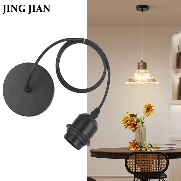 EU/US Plug 1m Power Extension Cords Plastic Hanging Pendant Light Fixture with E27 Lamp Socket Base Holders