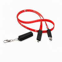Câble USB 6-en-1 avec cordon tour de cou, charge rapide PD 60W, câble de données, sangle en polyester imprimée par sublimation, cadeau d'entreprise personnalisé