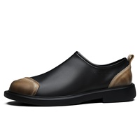 Mocassins en cuir véritable à bout rond pour homme, chaussures décontractées pour affaires