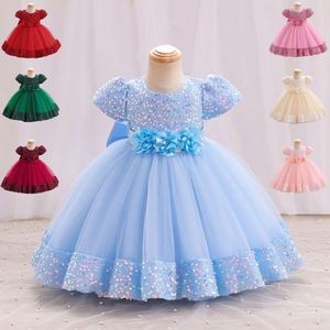 Robe à paillettes Maxfree pour fille, robe de princesse pour fête de Noël et du Nouvel An, robe à fleurs avec nœud pour bébé, robe pour fête d'anniversaire d'enfants - Product Image 1