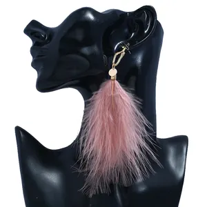 SinDlan แฟชั่นเครื่องประดับเครื่องประดับแขวนขนาดใหญ่ Drop ต่างหูขนาดใหญ่ Feathers Dangle ต่างหู