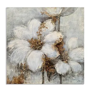 ร้อนขายงานศิลปะภาพวาดสีขาวผ้าฝ้ายดอกไม้ภาพวาดสีน้ำมันผ้าใบโปสเตอร์สำหรับผนัง