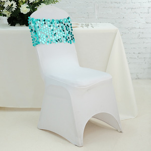 Double-Sided Big Sequin Chair Back Ornament <strong>Hexagonal</strong> <strong>Net</strong> Chair Sash Design for Home Hotel Wedding Banquet Bow Pattern Sashes - Product Image 3