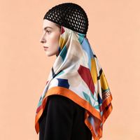 Foulard carré en maille pour cheveux pour femme - Bandeau de maintien pour la tête en polyester pour le soin nocturne et le coiffage, bonnet de nuit