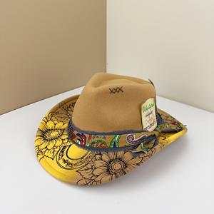 Nouveau chapeau de jazz à large bord en style coréen <span class=keywords><strong>et</strong></span> britannique, avec broderie 3D, pour hommes <span class=keywords><strong>et</strong></span> femmes, style graffiti décontracté - Product Image 2