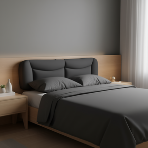 Coussin de tête de lit en tissu gris foncé 100% polyester, rectangulaire, oreillers de lit modernes - Product Image 2