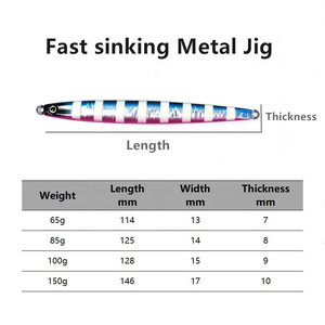 Leurre de pêche métallique lumineux 65g 85g 100g 150g, Jig de pêche rapide - Product Image 6