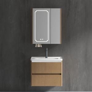 Luxury Bathroom Vanity Set Integrated Ceramic Washbasin Stainless Steel Cabinet Custom <strong>Side</strong> <strong>Units</strong> Mirror Cabinet - Product Image 1