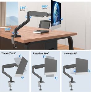 Single Monitor Height Adjustable Pneumatic Arm Desk Mount <b>Stand</b> Classic Universal VESA for <b>Screens</b> up to 32 Inches in Stock - Product Image 3