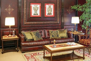 Meubles de palais classiques italiens Salon Luxe Table basse en bois sculpté doré avec plateau en marbre - Product Image 3
