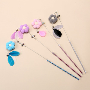 Bâton de chatouillage féerique pour chat, avec combinaison peluche, plumes et clochette, en acrylique, jouet pour chat, fournitures pour animaux de compagnie - Product Image 4