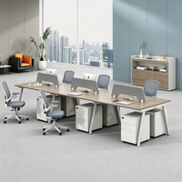 Set Scrivania e Sedia da Ufficio Moderno e Minimalista per 2 o 4 Persone, Scrivania Ignifuga in PVC con Design a Barra, Tavolo per Computer