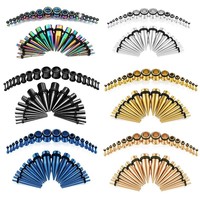 Kit d'étirement des oreilles en acier inoxydable 316L, bouchons coniques, jauges en Silicone, extenseur, bijoux, Tunnels, Piercing, nouveau, 36 pièces/ensemble