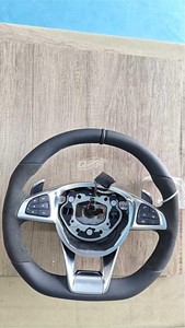 Volant en cuir véritable pour <span class=keywords><strong>Mercedes</strong></span>-Benz AMG, compatible avec <span class=keywords><strong>Mercedes</strong></span> Benz AMG GT CL CLS CLA E S C3663 C43 ML <span class=keywords><strong>SL</strong></span> X205 206 - Product Image 3