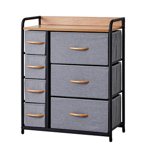 Commode à tiroirs <span class=keywords><strong>en</strong></span> tissu avec plateau <span class=keywords><strong>en</strong></span> <span class=keywords><strong>bois</strong></span>, gris foncé, meuble <span class=keywords><strong>de</strong></span> <span class=keywords><strong>rangement</strong></span> pour salon, organisateur <span class=keywords><strong>de</strong></span> vêtements - Product Image 1