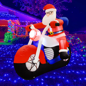 Père Noël de 1,8 m à moto, modèle gonflable lumineux à LED, décoration de fête de Noël pour cour extérieure - Product Image 4