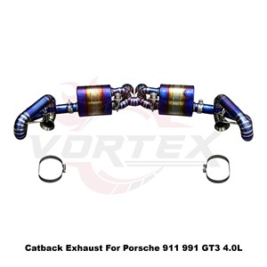 Sistema de Escape Catback con Válvulas Vortex Blue Burnt Titanium para Porsche 911 991 991.1 991.2 GT3 4.0L, Kit de Ajuste Directo - Product Image 4