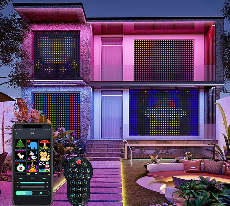 RGB IC LED String Smart Curtain Lights for App Control Waterproof Fairy Light Party Room Decor DIY Text Pattern Display