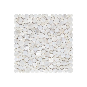 Épluchez et collez le vrai carreau de mosaïque de coquille de nacre d'eau douce blanche pour la décoration intérieure, mur - Product Image 1