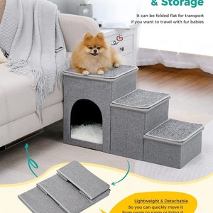 <span class=keywords><strong>Petsfit</strong></span> Einfache Haustier-Kletterstufen für Katzen und Hunde Mittelgroß Klein Verstärkte Schwammstoff-Leiter Faltbare Katzen- und Hundetreppe Atmungsaktiv Warm - Product Image 4