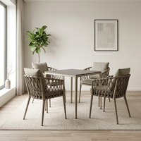 Ensemble table et chaises de jardin en rotin pour terrasse extérieure, résistant au soleil et à l'eau