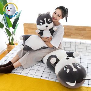 LK Design personnalisé nouvelle mode 70/90/110/130/150cm noir et blanc super doux Long oreiller <span class=keywords><strong>Husky</strong></span> chien jouets en peluche - Product Image 5