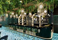 Meubles de restaurant modernes sur mesure, banquette, table haute et chaises de bar, solution tout-en-un pour restaurant