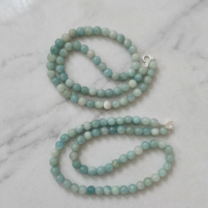 Collier en Amazonite naturelle 8 mm avec fermoir, bijoux en pierres précieuses polies, collier fait main, collier tendance pour femmes - Product Image 1