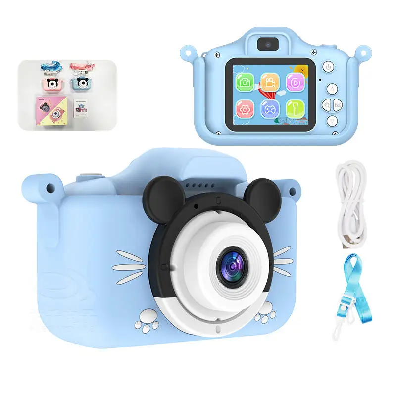 Mini çocuk kamera çocuklar karikatür sevimli kamera açık fotoğraf Video oyuncak 1080P HD 2.0 inç ekran kamera
