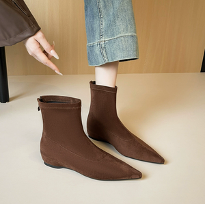 UP-3026J 35-43 사이즈 포인티드 토 여성 섹시 히든 힐 슈즈 여성 슬립온 앵클 부츠 - Product Image 3