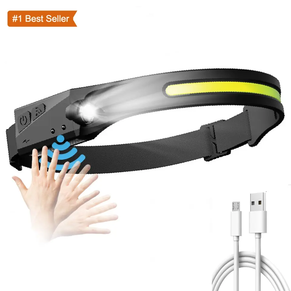 Istaride Sensor COB LED Head Lamp Flashlight USB Rechargeable Head Torch With Built-in Battery IPX4 Waterproof Head Light