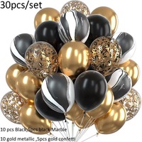 30 pièces/ensemble noir or ballon guirlande arc Kit confettis Latex fête remise des diplômes joyeux anniversaire ballons décor ballon ensemble