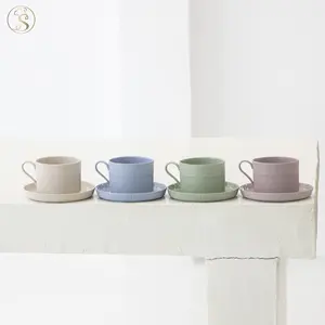 250ML 가정 및 주방 커피 머그잔 가장 인기있는 커피 컵 창조적 인 컵 사용자 정의 순수 베이지 핑크 블루 세라믹 머그잔