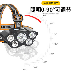 ไฟฉายคาดศีรษะ LED 5 ดวง ชาร์จไฟได้ กันน้ำ ปรับได้ ใช้สำหรับกิจกรรมกลางแจ้ง ตกปลา ล่าสัตว์ - Product Image 4
