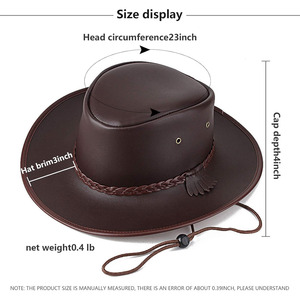 Sombrero de Vaquero Unisex Hecho de Cuero Genuino, Estilo de Moda, Logotipo Personalizado, Cómodo, Sombrero de Vaquero de Cuero Genuino de Alta Calidad - Product Image 6