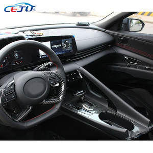 Cache de console centrale en fibre de carbone pour <span class=keywords><strong>Hyundai</strong></span> Elantra <span class=keywords><strong>2021</strong></span> 2022 2023 CN7, avec support de levier de vitesses et porte-gobelet - Product Image 6