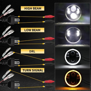 <b>LED</b> <b>Headlights</b> 5.75 Inch Round 4 Bulb Angel Eyes For Polaris Utility Vehicle 12V 3000K Universal Fit Retrofit Upgrade - Product Image 2
